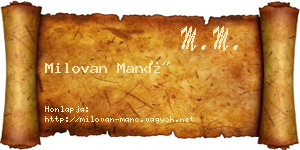 Milovan Manó névjegykártya